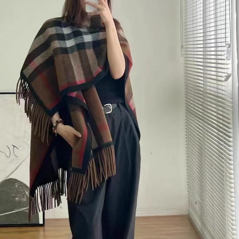 Fall Plaid Fringed Poncho