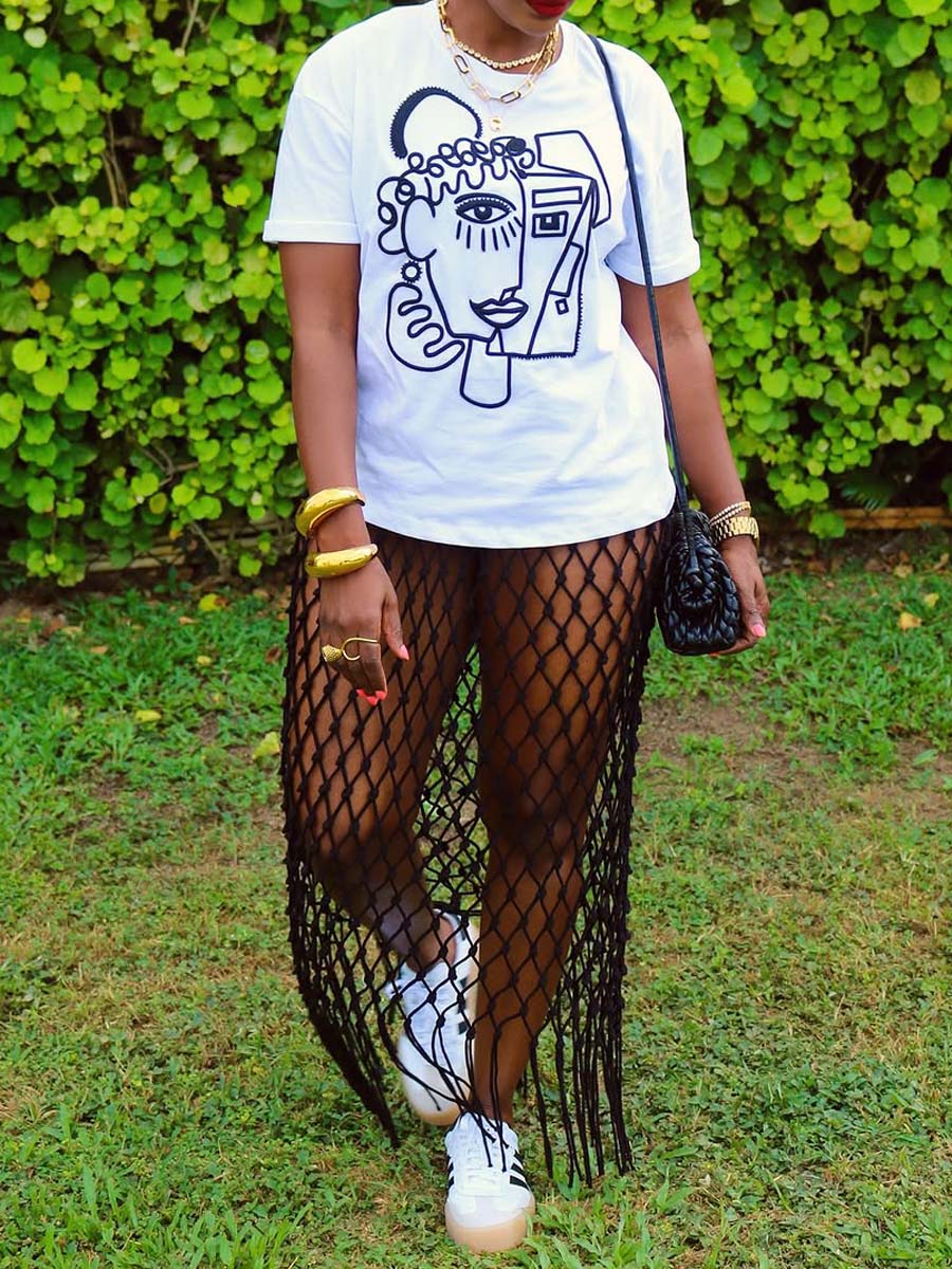 T Shirt Mesh Skirt Sets