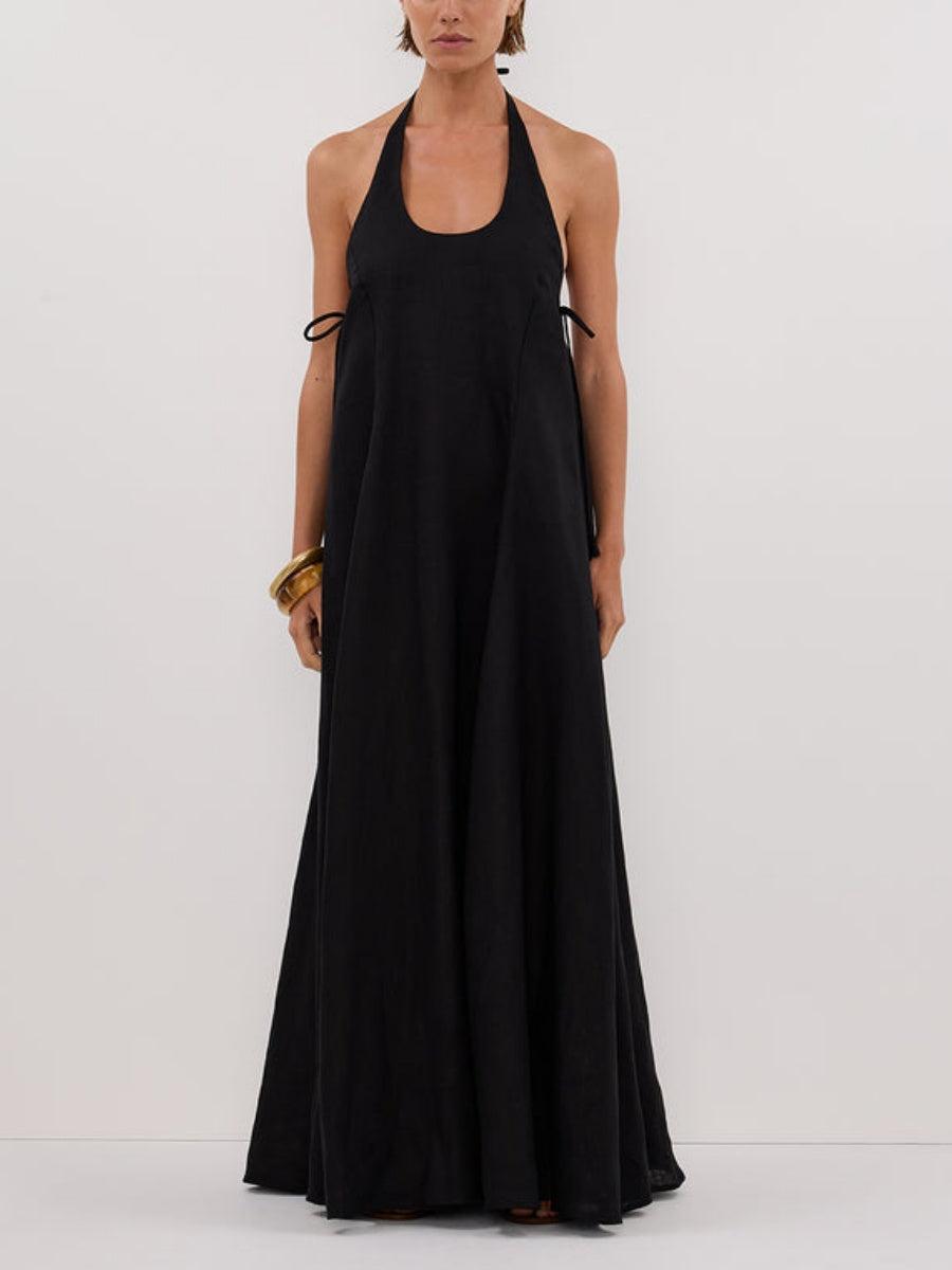 HALTER LINEN MAXI DRESS
