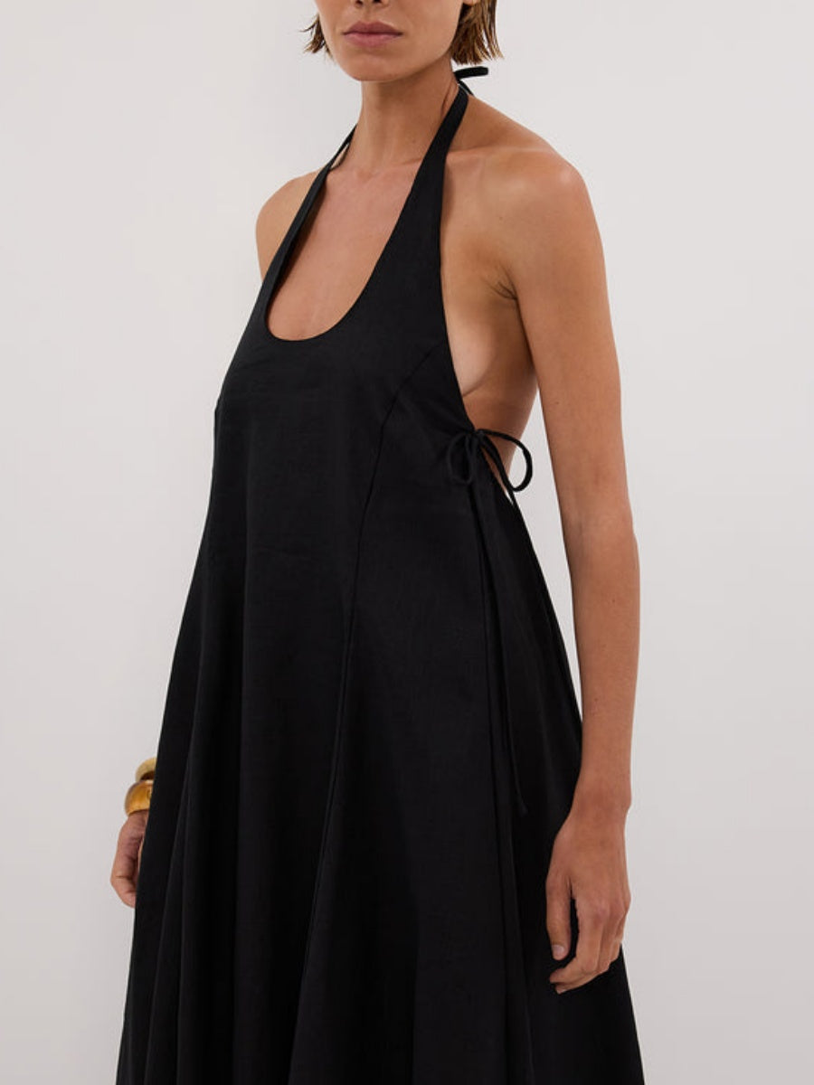 HALTER LINEN MAXI DRESS