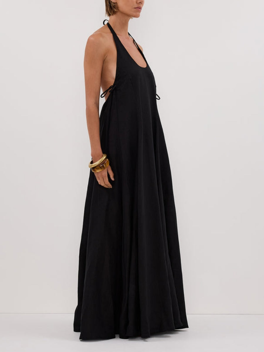HALTER LINEN MAXI DRESS