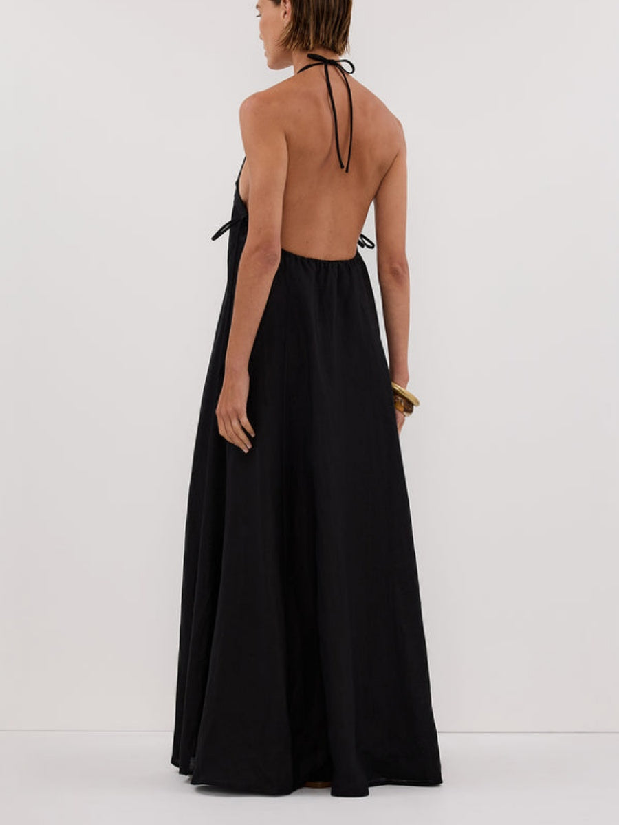 HALTER LINEN MAXI DRESS