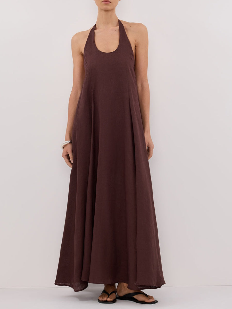 HALTER LINEN MAXI DRESS
