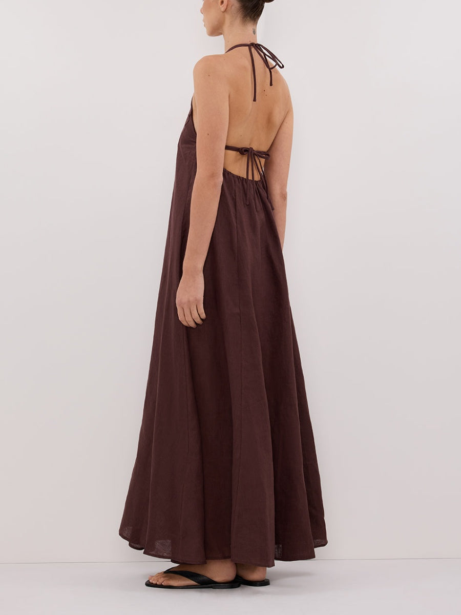 HALTER LINEN MAXI DRESS