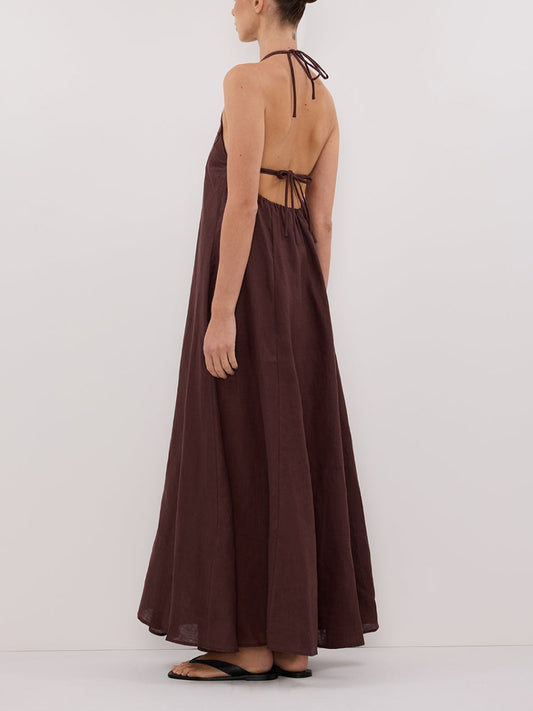 HALTER LINEN MAXI DRESS