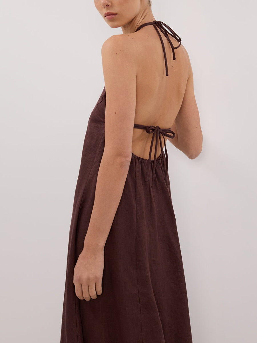 HALTER LINEN MAXI DRESS