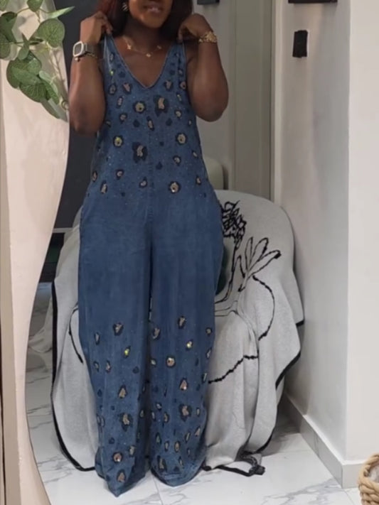 Shiny Denim Jumpsuit