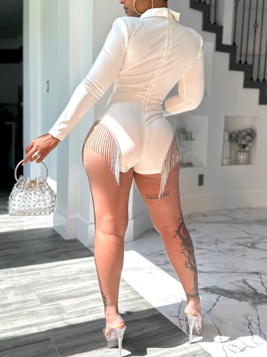 Rhinestone Fringes Romper