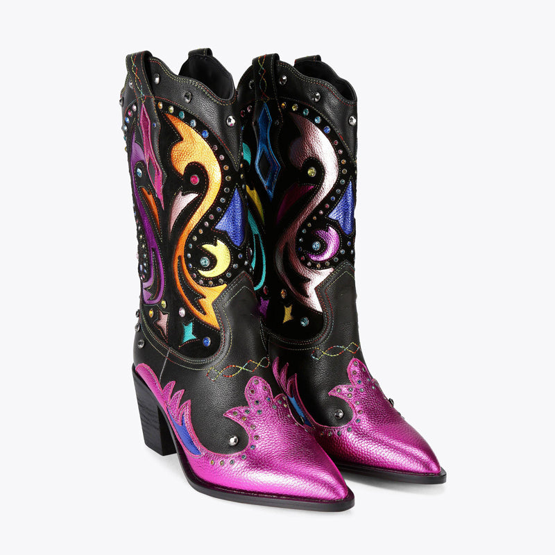 Rhinestone Sparkle Pointed-Toe Boots