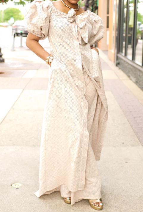 Demure Eyelet Bow 2pc Set
