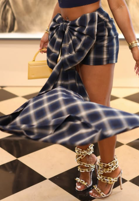 Chic Plaid Big Bow Skirt