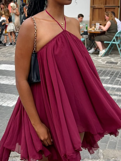 Flowy Chiffon Mini Summer Dress