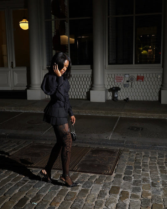 Black exaggerated two-piece suit