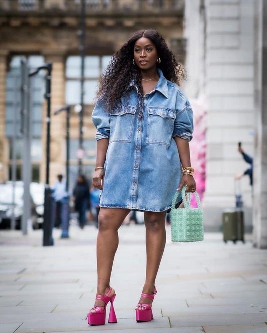 Blue lazy style denim jacket