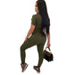Casual solid color single-breasted jumpsuit
