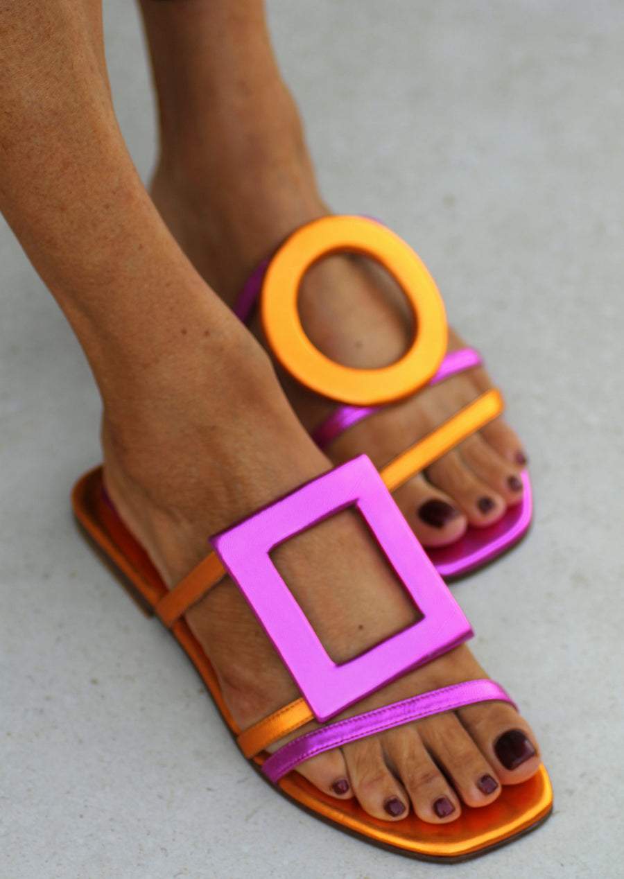 Multicolor leather sandals