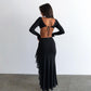 Lace up cutout high waist dress