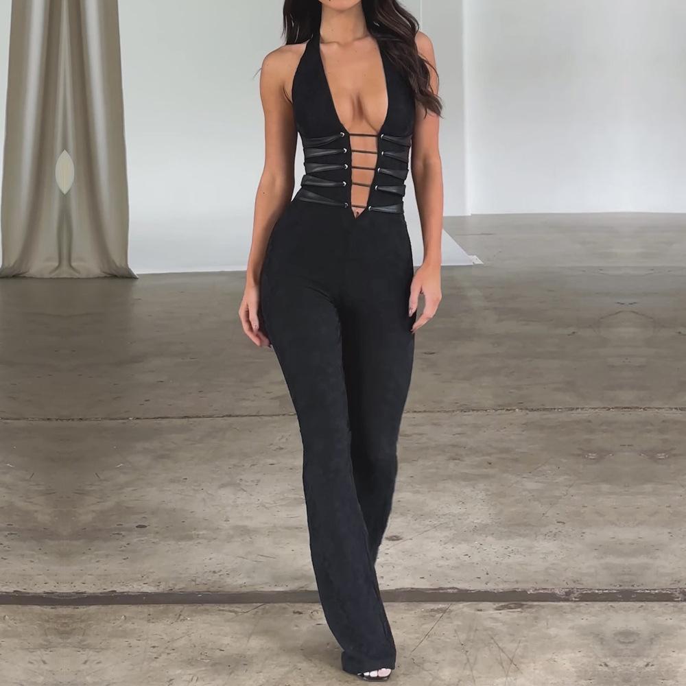 Lace-Up Stylish Lace Jumpsuit