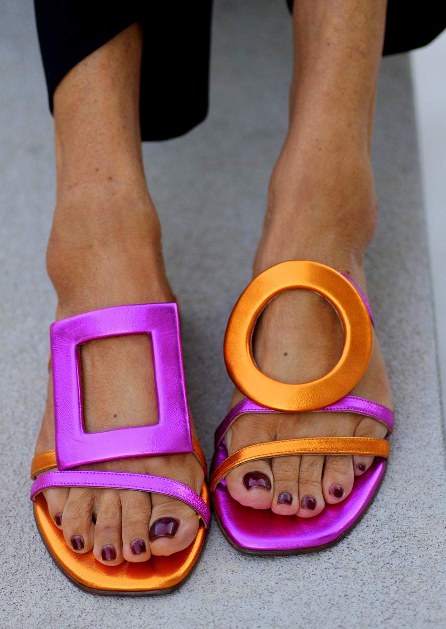 Multicolor leather sandals