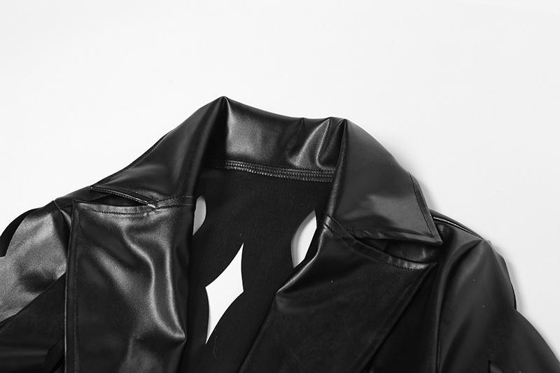 Leather Cutout Trench Coat