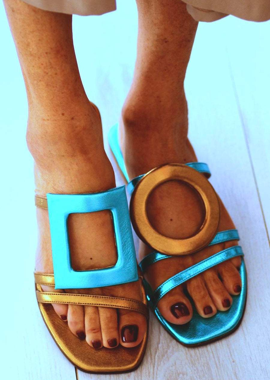 Multicolor leather sandals