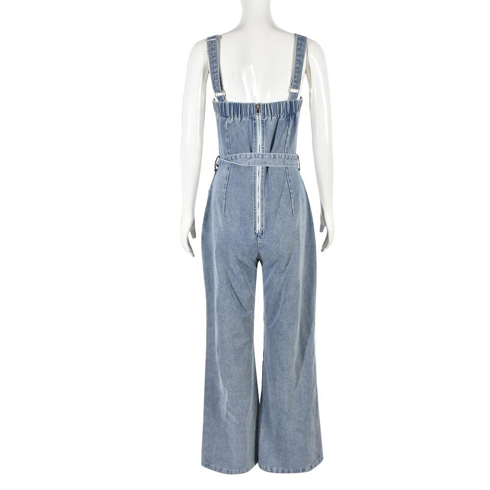 Elathe Ripped Tassel Denim Jumpsuit