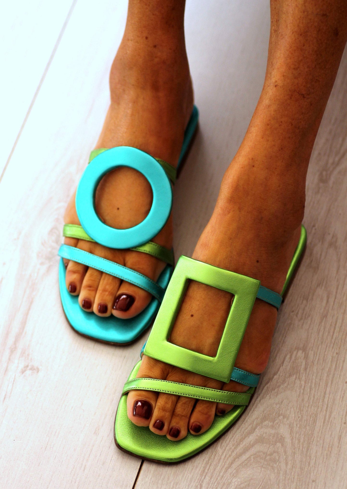 Multicolor leather sandals