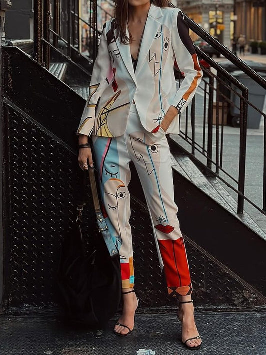 Abstract Pattern Printing Suit