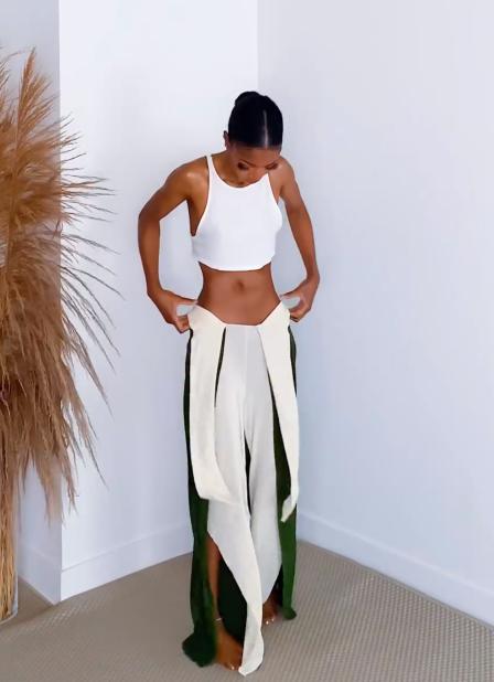 Ice silk split pants