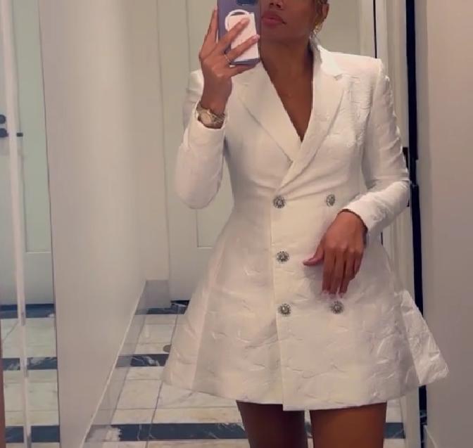 Double breasted white coat