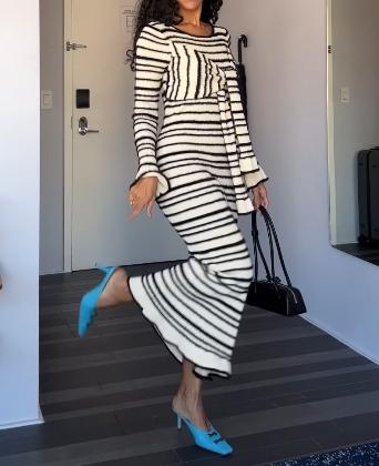 The Elegant Striped Knit Dress