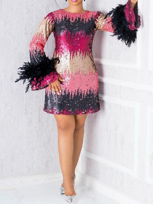 Multicolor Sequin Holiday Dress