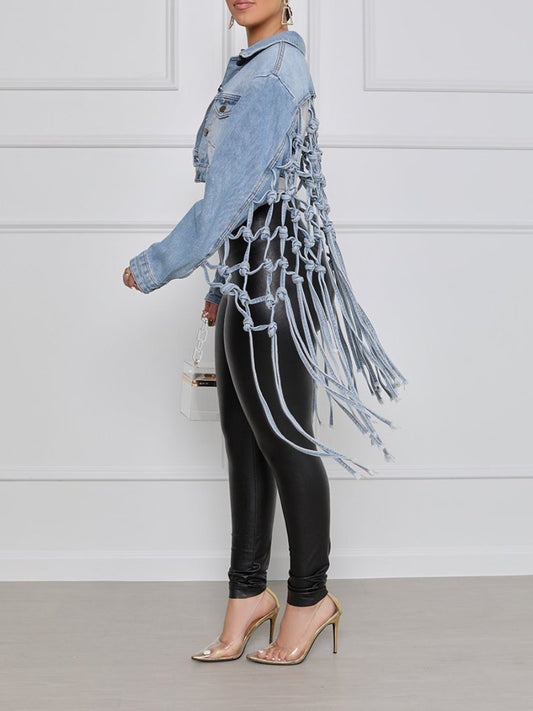 Tassel-Back Denim Jacket