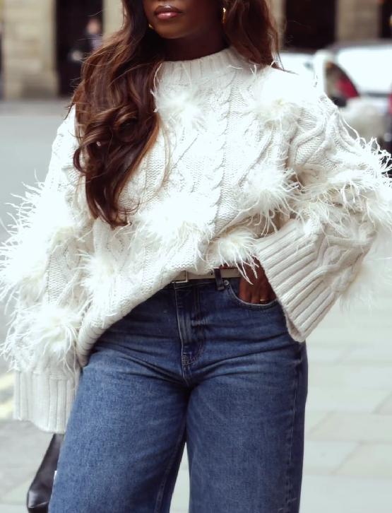 White Feather Sweater