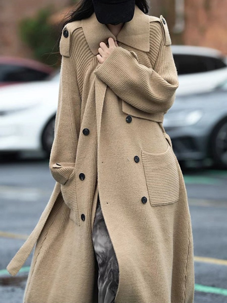 Chic Knit Sweater Trench Coat