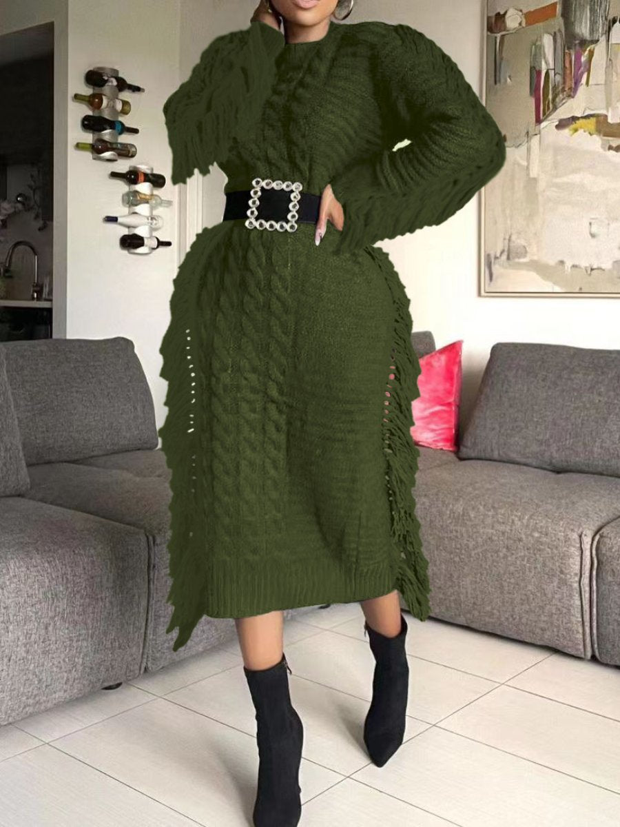 Fringed Sweater Dress