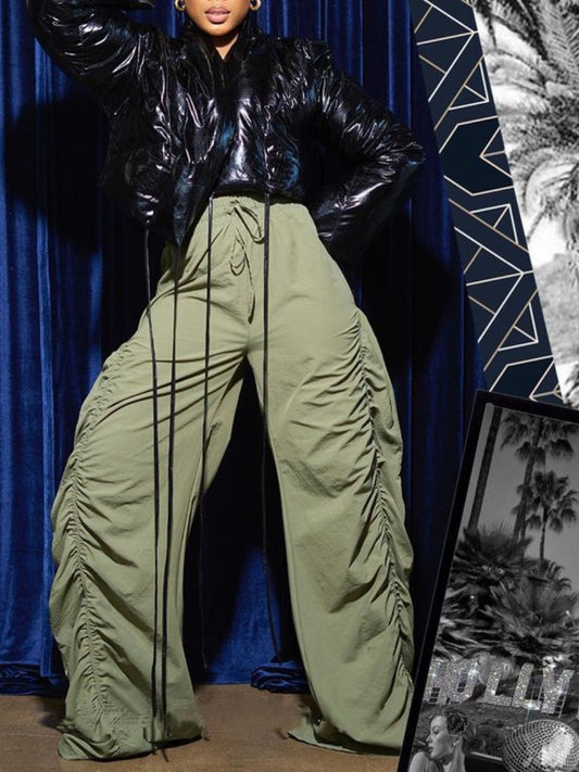 High Waist Hip Pleated Pants