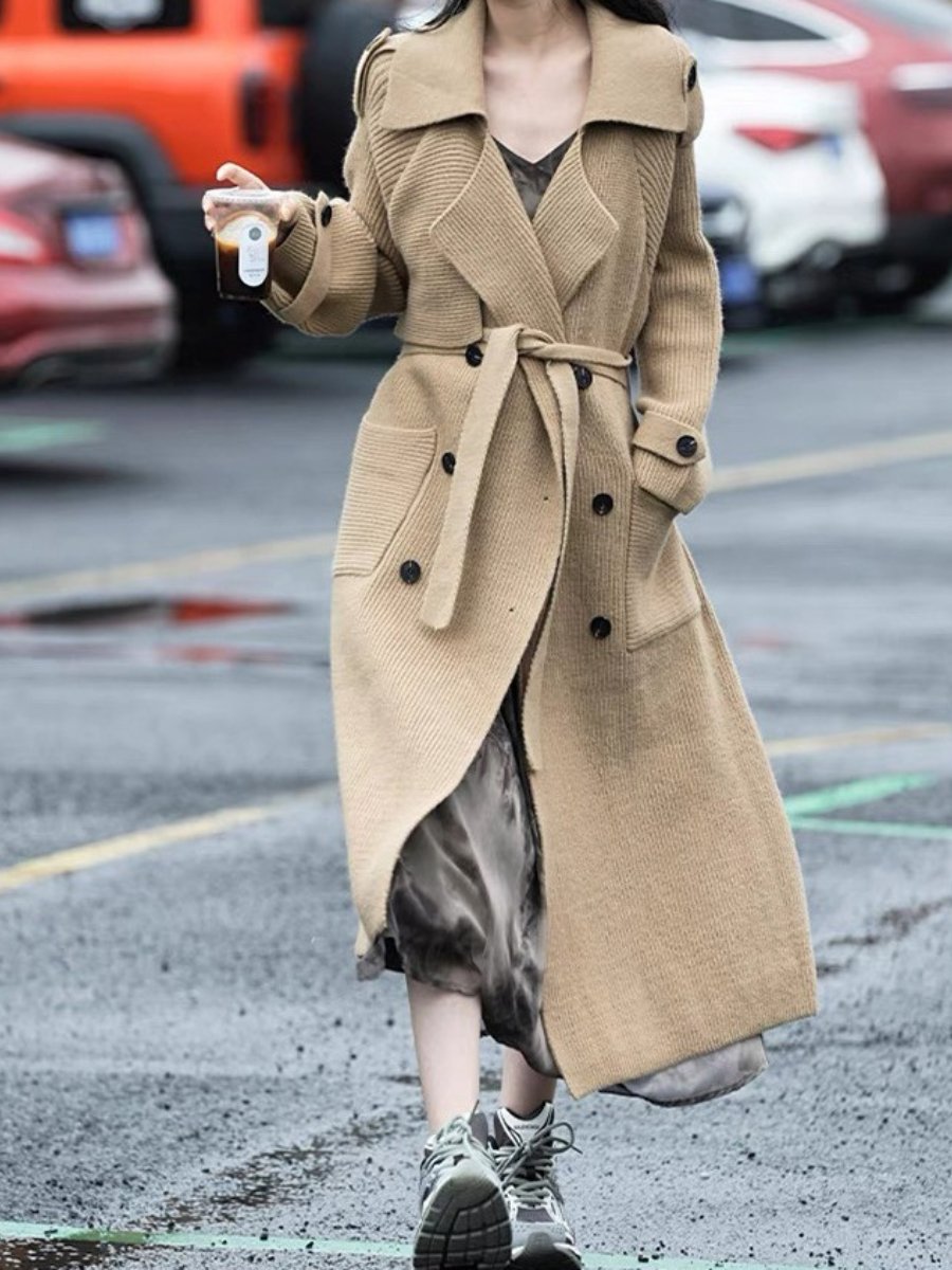 Chic Knit Sweater Trench Coat