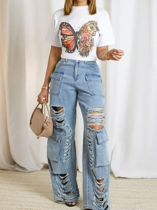 Chic Fly Girl Cargo Jeans