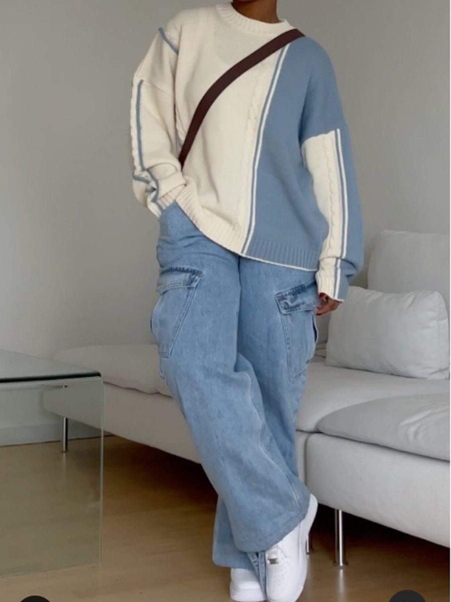 Loose Casual Stitching Sweater