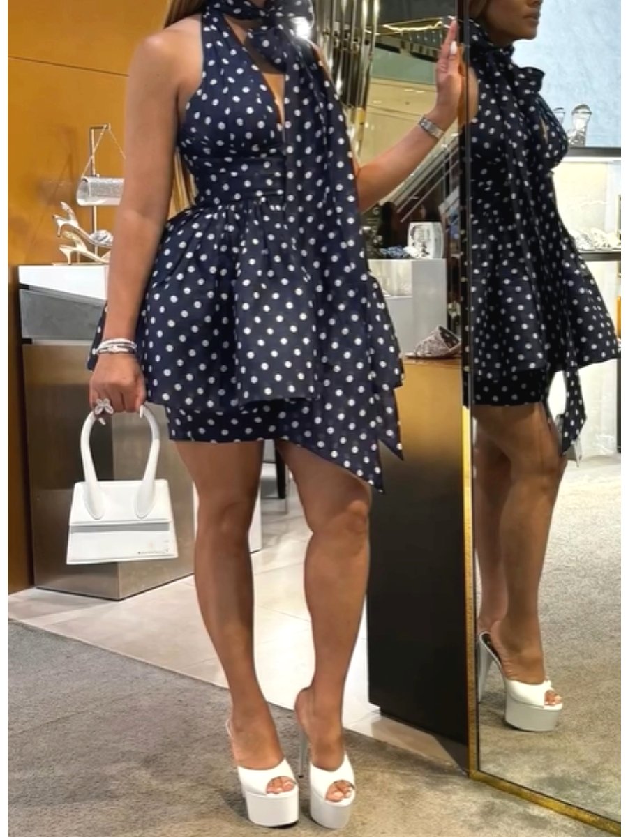 Polka Dot Elegant Chiffon Dress