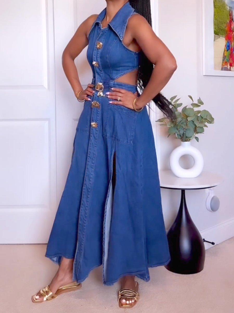 Leverage Cutout Denim Vest Dress