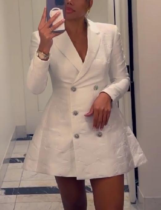 Double breasted white coat