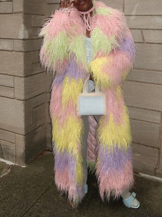 Rainbow Faux Fur Coat