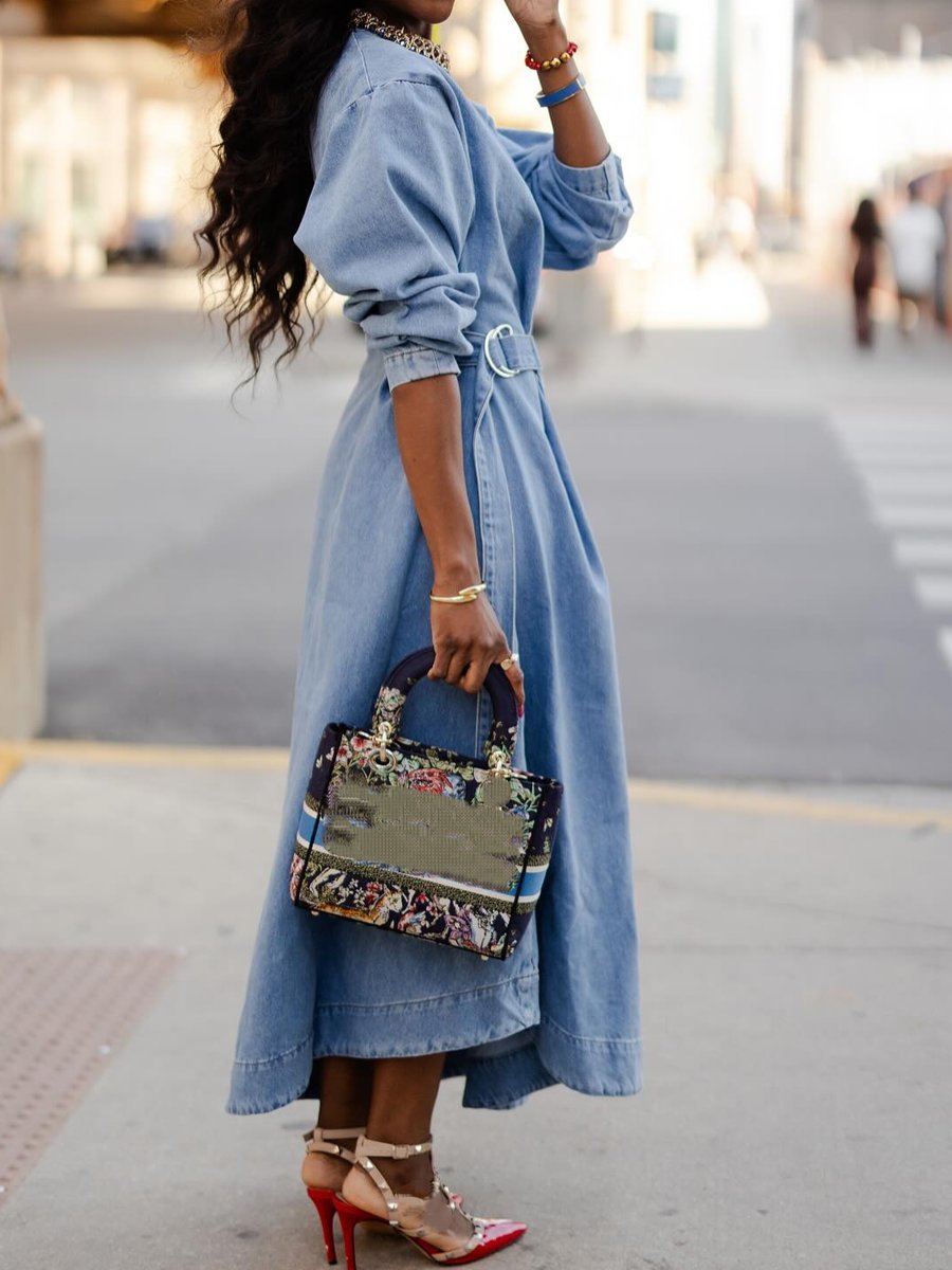 The Pop Denim Maxi Dress