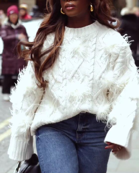 White Feather Sweater
