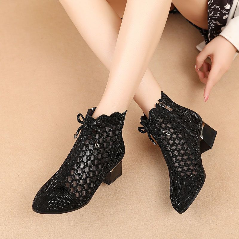 Summer New Hollow Thick Heel Women's Shoes
