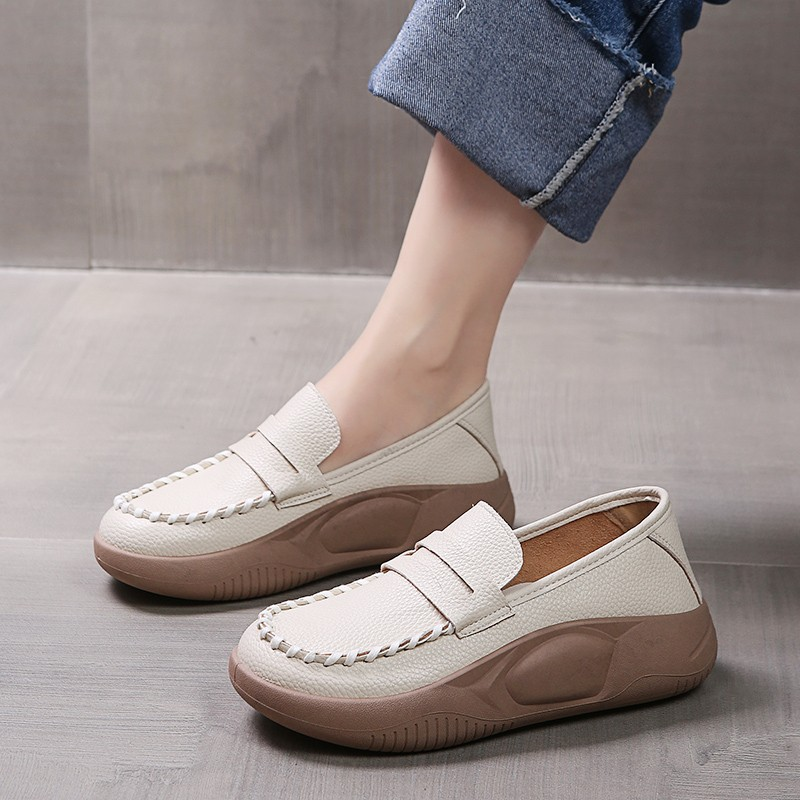 Soft-soled pure cowhide corrective loafers