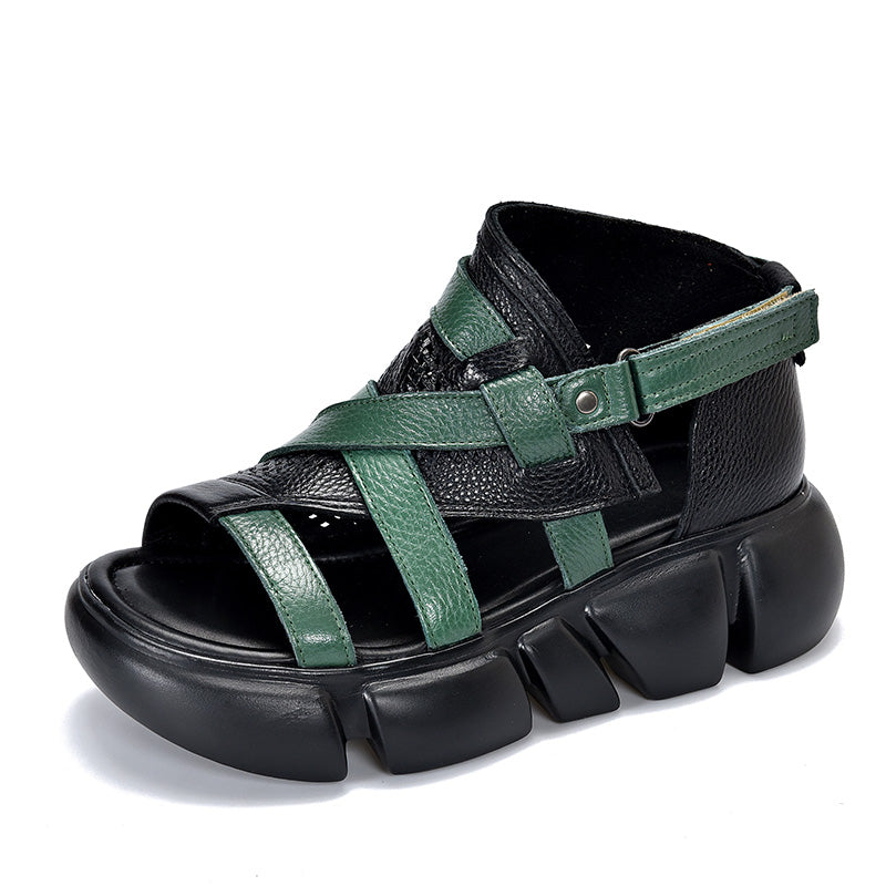 Velcro pure leather summer orthopedic sandals