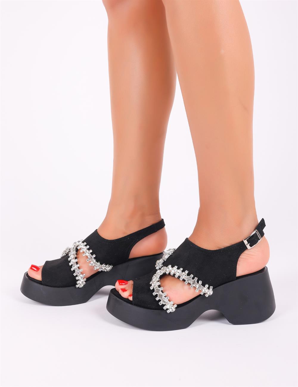 Velvet Diamond Platform Sandals